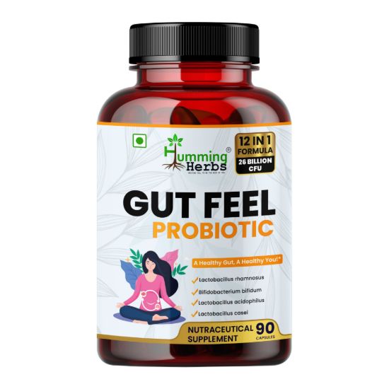 Humming Herbs Gut Feel Probiotic Front Bottle View