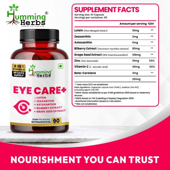 Humming Herbs Eye Care Plus Supplement Facts Image